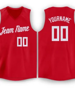 Custom Red White Classic Tops Sport Game Basketball Jersey