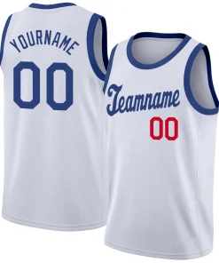 Custom White Royal-Red Classic Tops Men/Boy Basketball Jersey