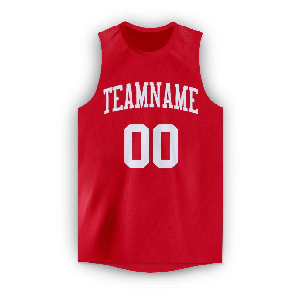 Custom Red White Classic Tops Sport Game Basketball Jersey - Image 5