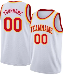 Custom White Red-Yellow Classic Tops Fashion Sportwear Basketball Jersey