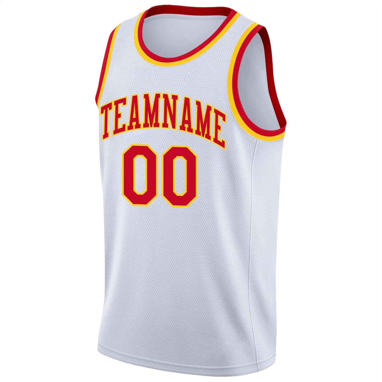Custom White Red-Yellow Classic Tops Fashion Sportwear Basketball Jersey - Image 5