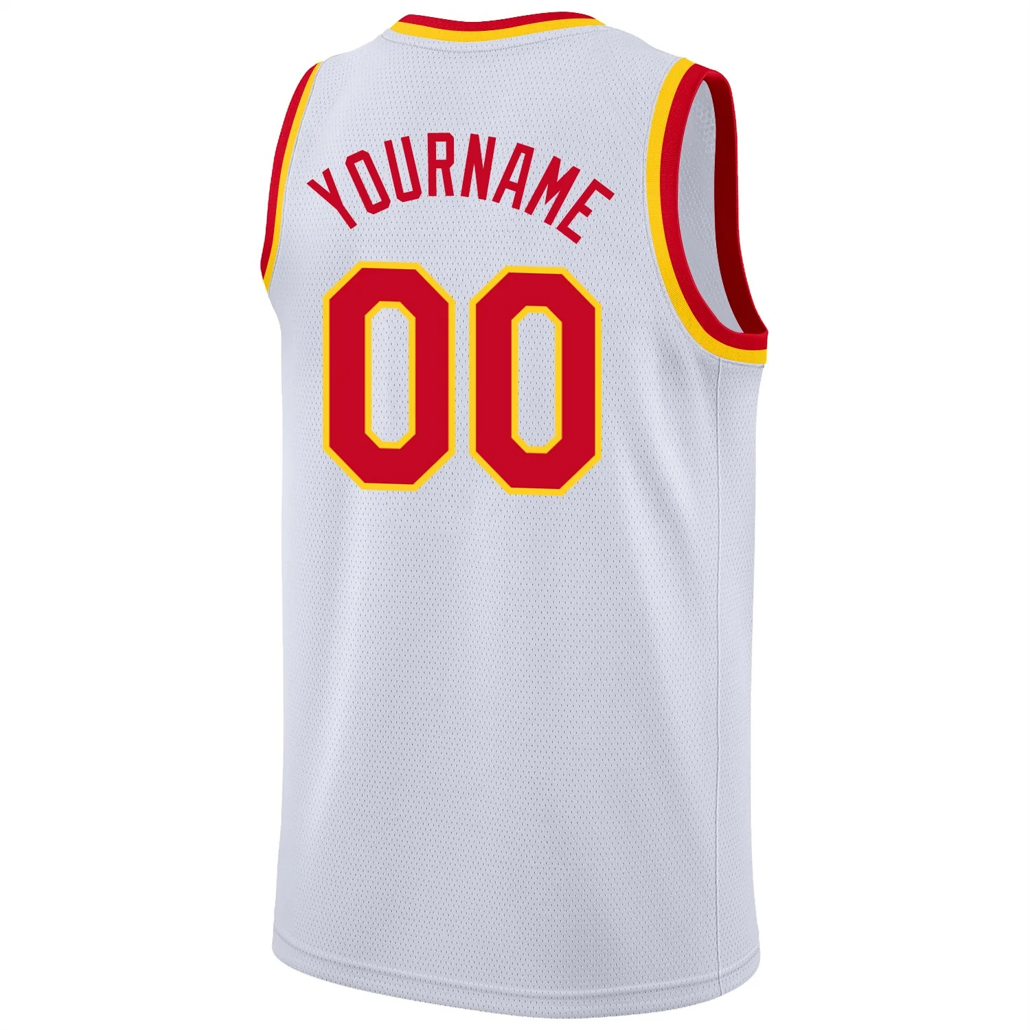 Custom White Red-Yellow Classic Tops Fashion Sportwear Basketball Jersey - Image 6
