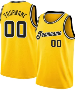 Custom Gold Black-White Classic Tops Breathable Basketball Jersey