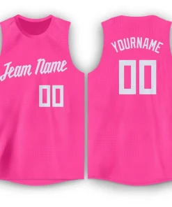 Custom Pink White Classic Tops Breathable Basketball Jersey