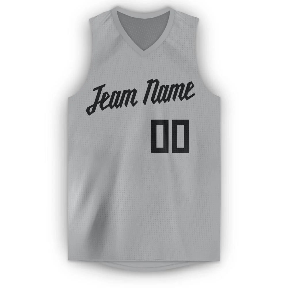Custom Silver Gray Black Classic Tops Sport Game Basketball Jersey - Image 5