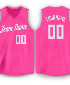 Custom Pink White Classic Tops Breathable Basketball Jersey