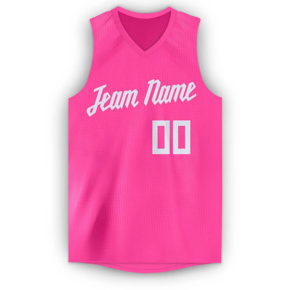 Custom Pink White Classic Tops Breathable Basketball Jersey - Image 5