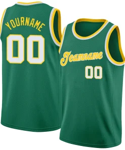 Custom Green White-Gold Classic Tops Athletic Casual Basketball Jersey