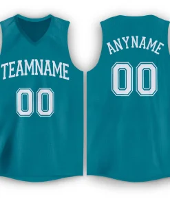 Custom Teal White Classic Tops Mesh Sport Basketball Jersey