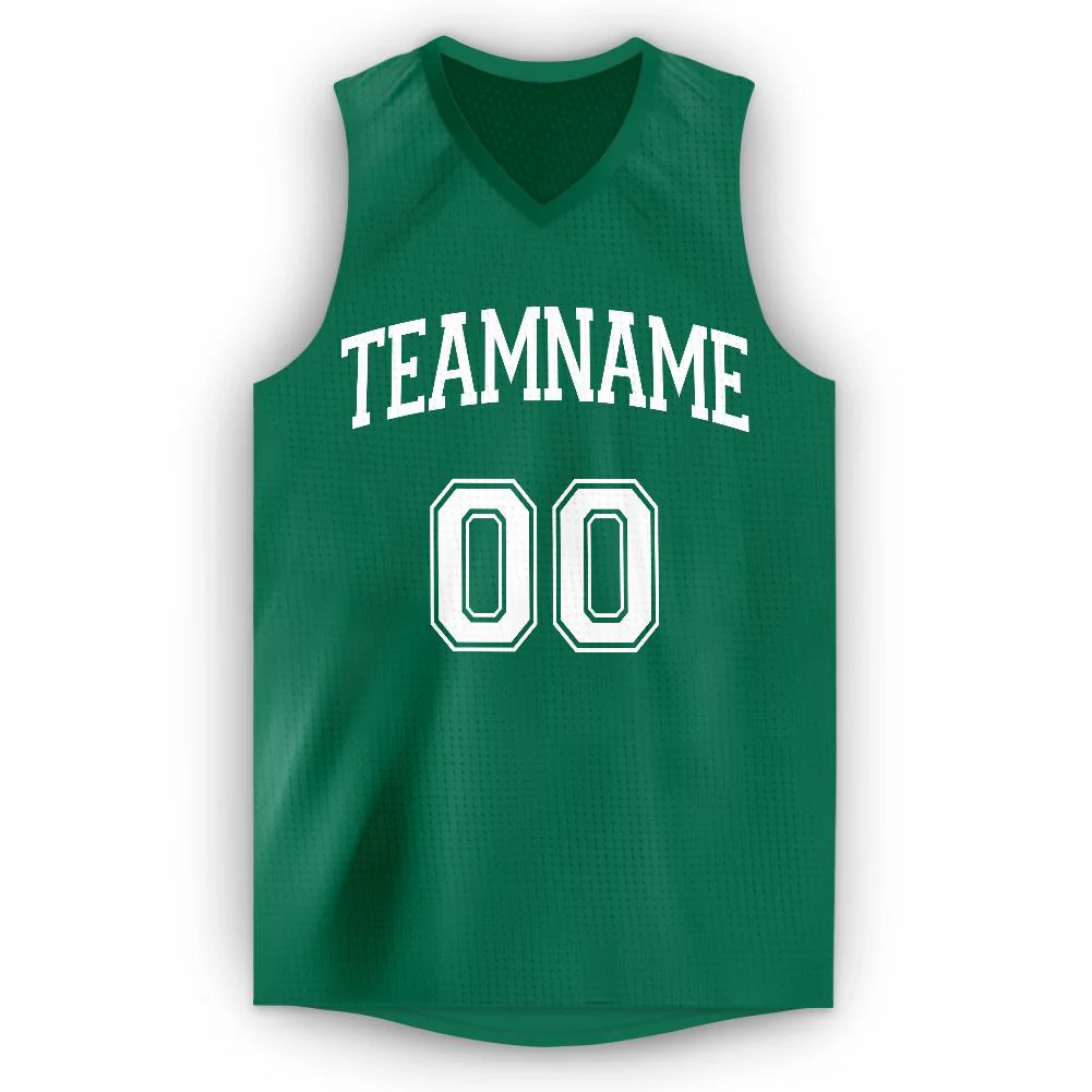 Custom Green White Classic Tops Breathable Basketball Jersey - Image 5