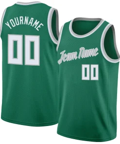 Custom Green White-Gray Classic Tops Mesh Sport Basketball Jersey