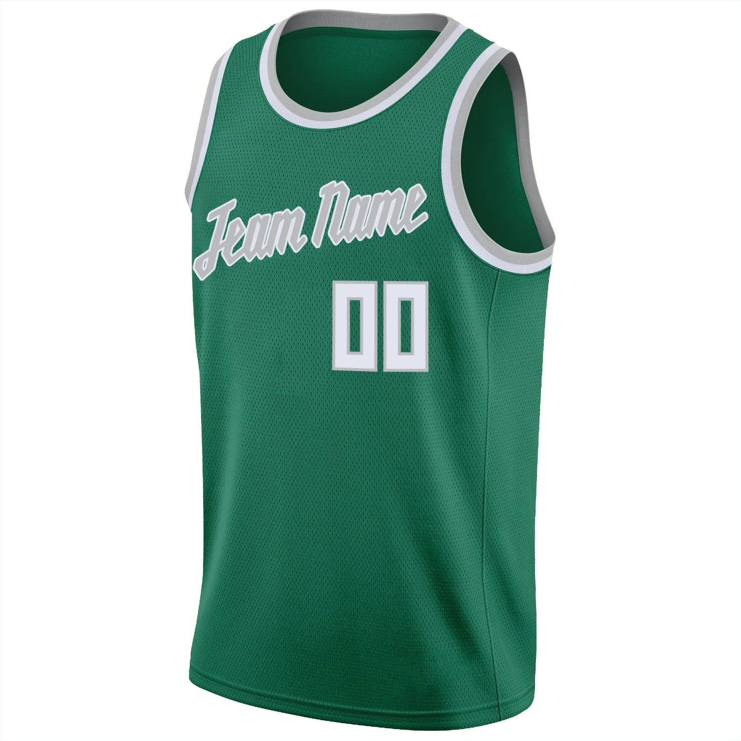 Custom Green White-Gray Classic Tops Mesh Sport Basketball Jersey - Image 5