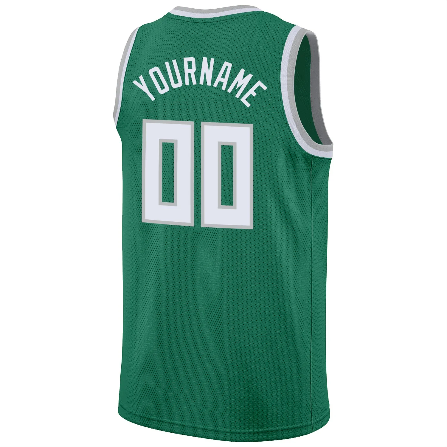 Custom Green White-Gray Classic Tops Mesh Sport Basketball Jersey - Image 6