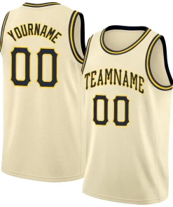 Custom Cream Navy-Gold Classic Tops Athletic Basketball Jersey