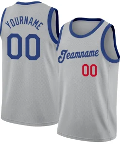 Custom Gray Royal-Red Classic Tops Athletic Basketball Jersey