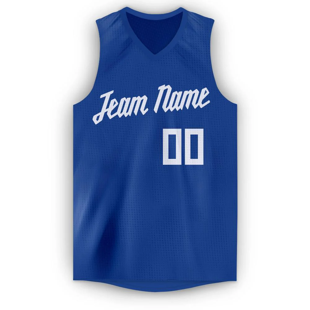 Custom Royal White Classic Tops Sport Game Basketball Jersey - Image 5