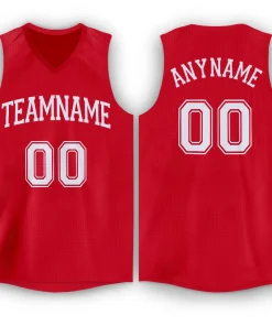Custom Red White Classic Tops Tank Top Basketball Jersey