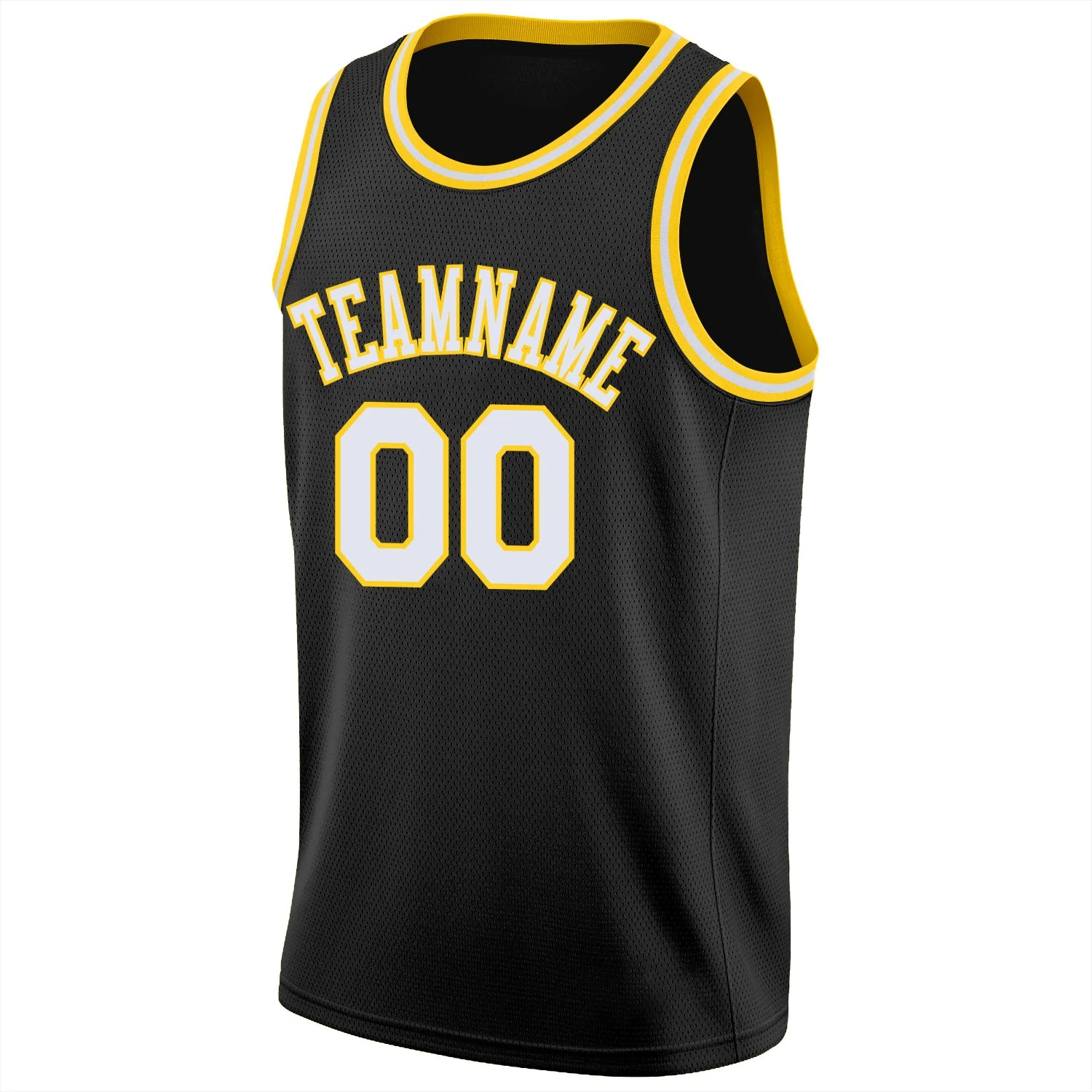 Custom Black White-Yellow Classic Tops Breathable Basketball Jersey - Image 5