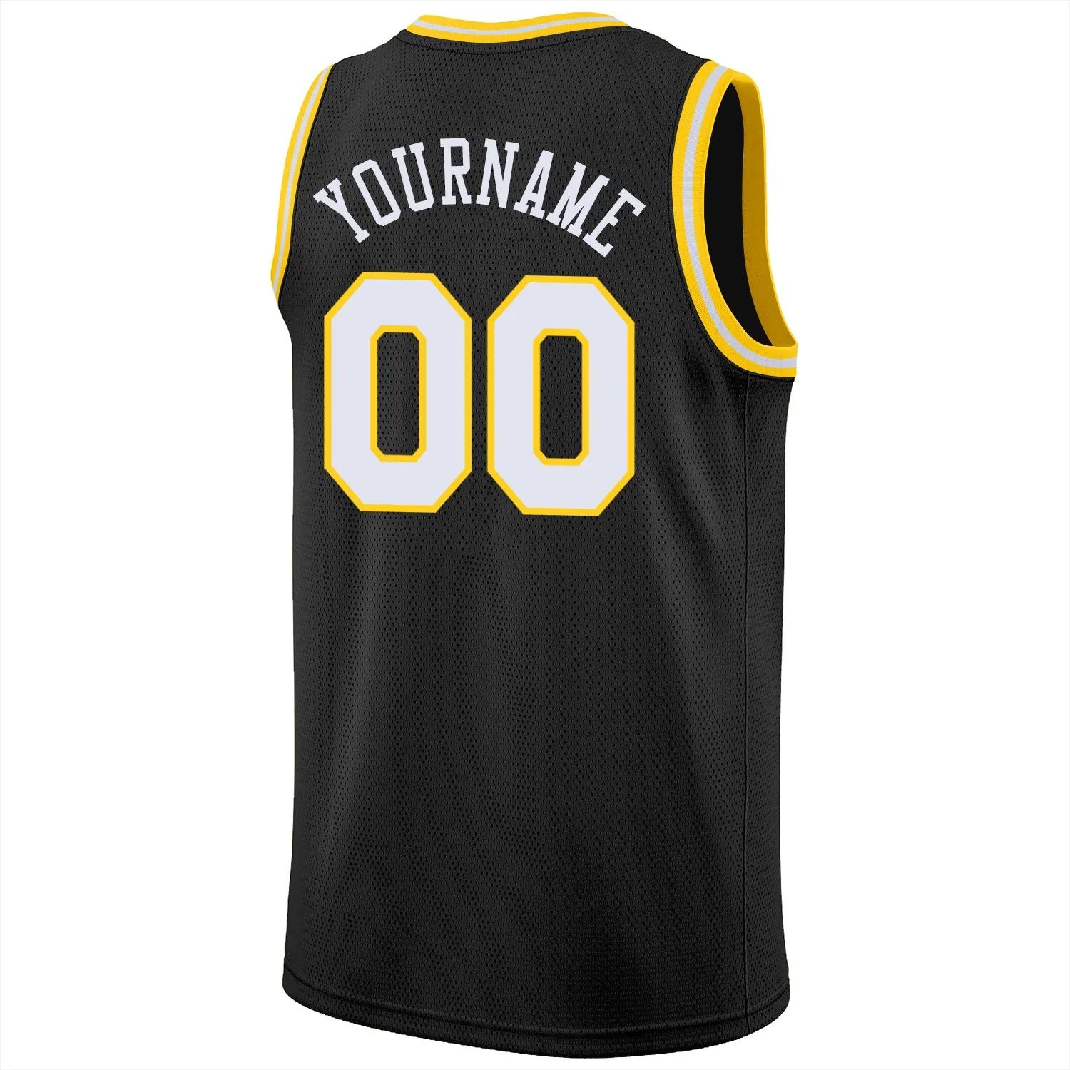 Custom Black White-Yellow Classic Tops Breathable Basketball Jersey - Image 6