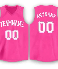 Custom Pink White Classic Tops Breathable Basketball Jersey