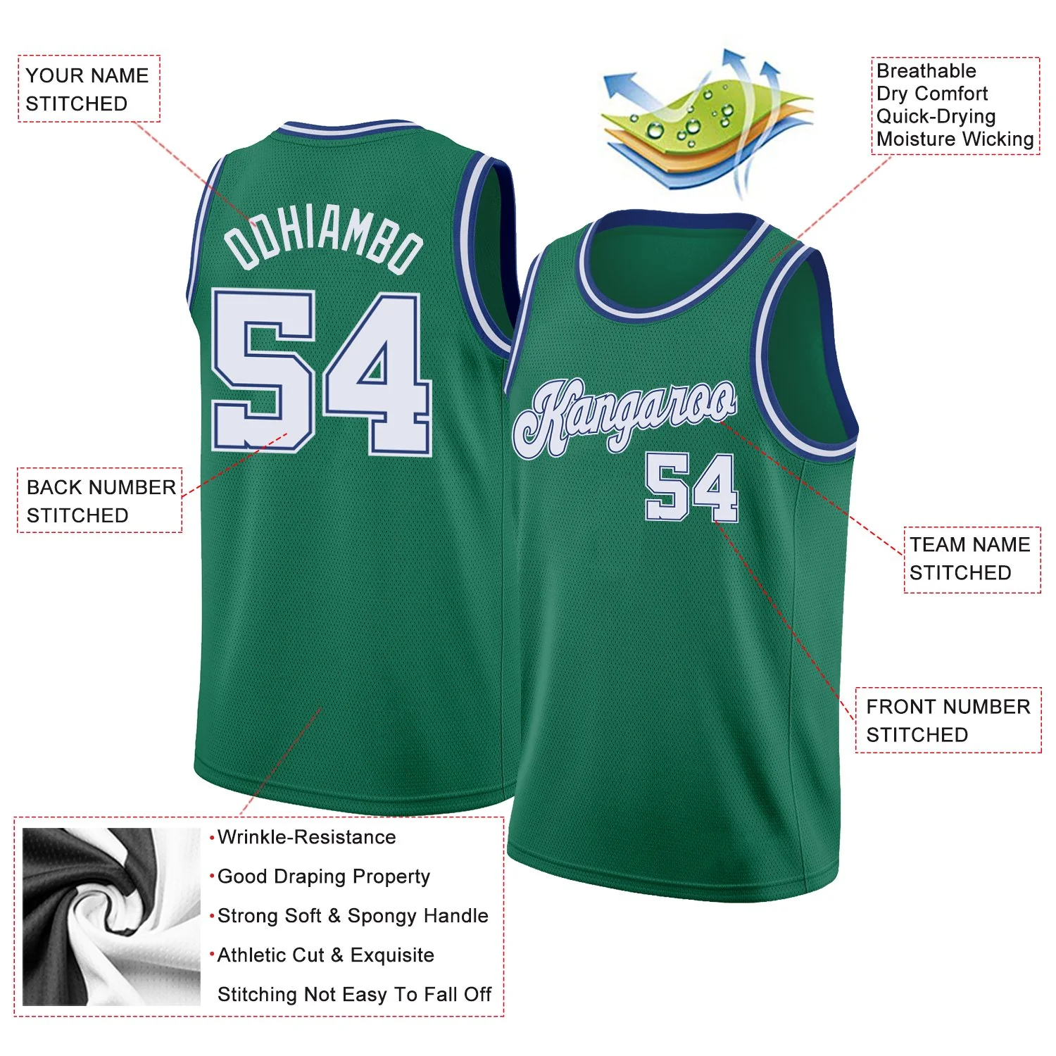 Custom Green White-Gold Classic Tops Athletic Casual Basketball Jersey - Image 2
