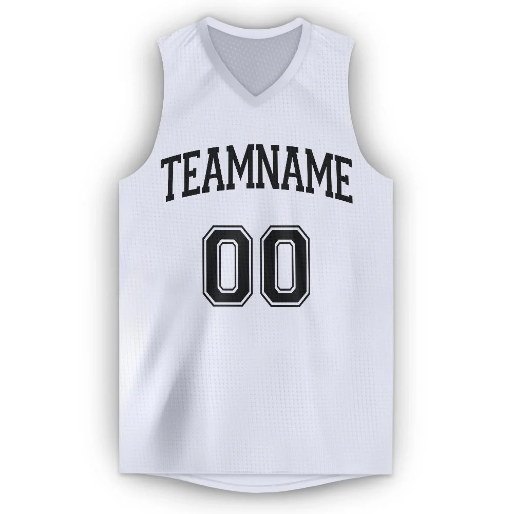 Custom White Black Classic Tops Tank Top Basketball Jersey - Image 5