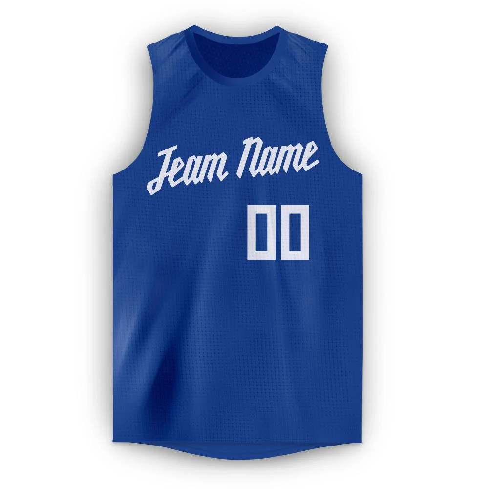 Custom Royal White Classic Tops Tank Top Basketball Jersey - Image 5