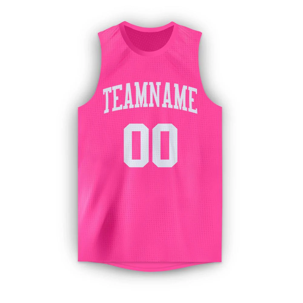 Custom Pink White Classic Tops Breathable Basketball Jersey - Image 5
