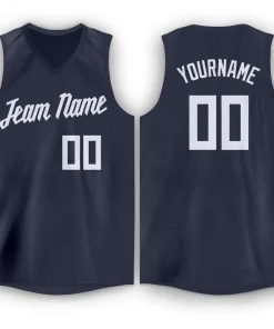 Custom Navy White Classic Tops Fashion Basketball Jersey