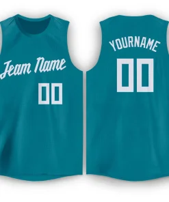 Custom Teal White Classic Tops Mesh Sport Basketball Jersey