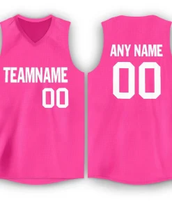 Custom Pink White Classic Tops Breathable Basketball Jersey