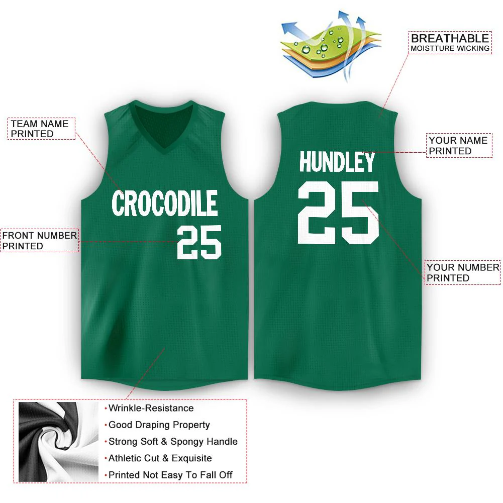 Custom Green White Classic Tops Men Casual Basketball Jersey - Image 2