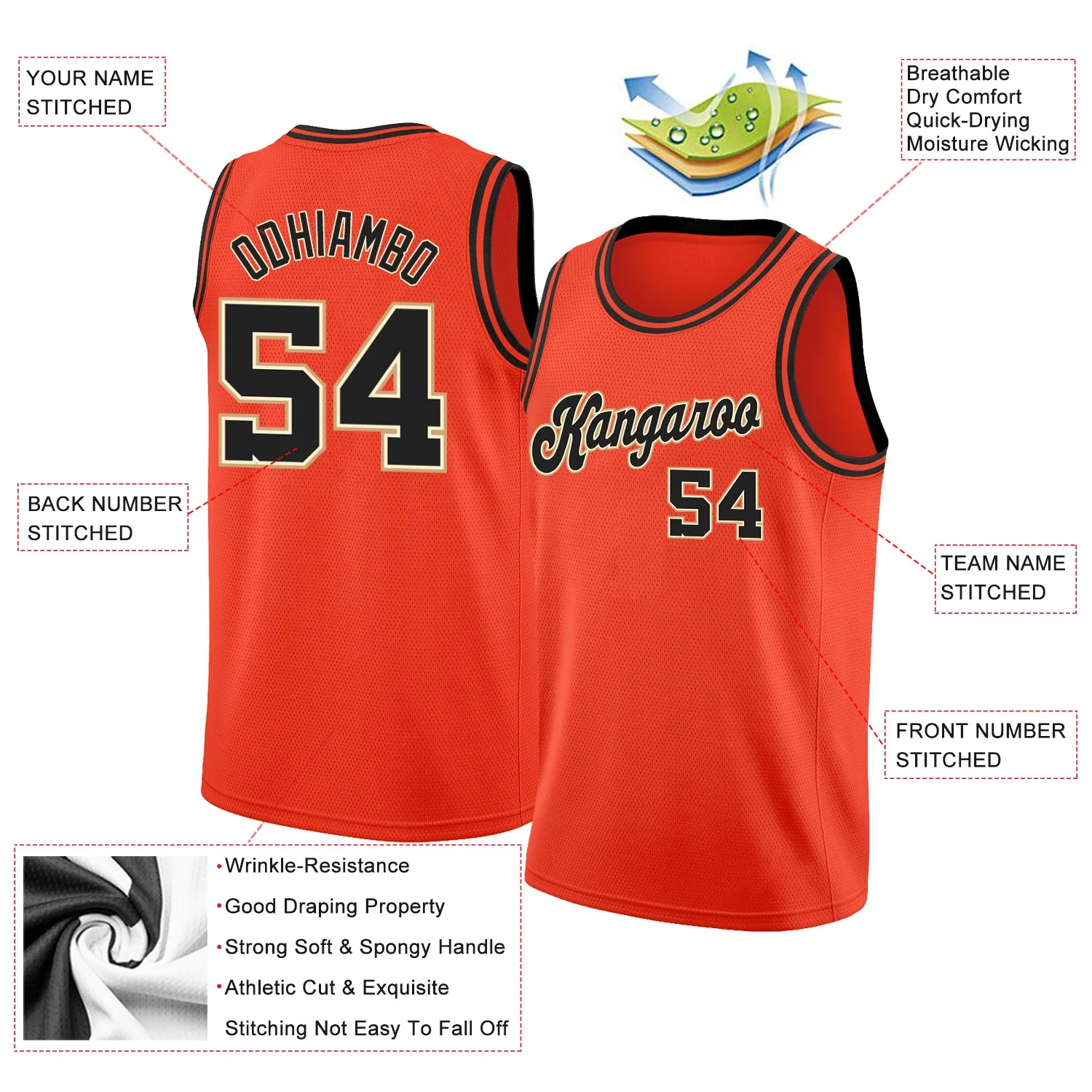 Custom Orange Black-Yellow Classic Tops Athletic Casual Basketball Jersey - Image 2