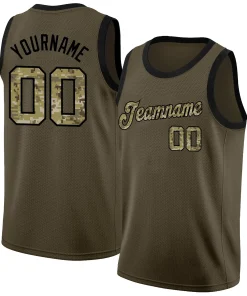 Custom Olive Camo-Black Classic Tops Athletic Basketball Jersey