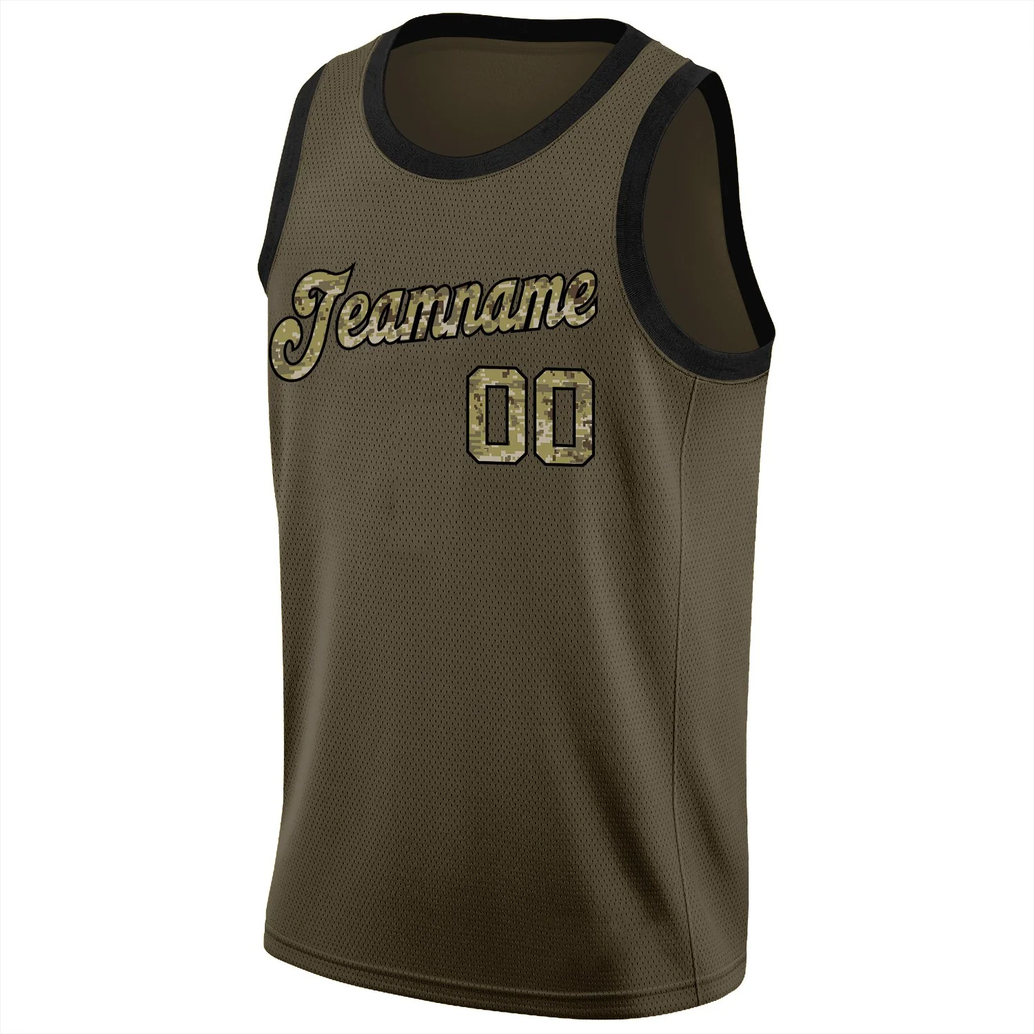 Custom Olive Camo-Black Classic Tops Athletic Basketball Jersey - Image 5