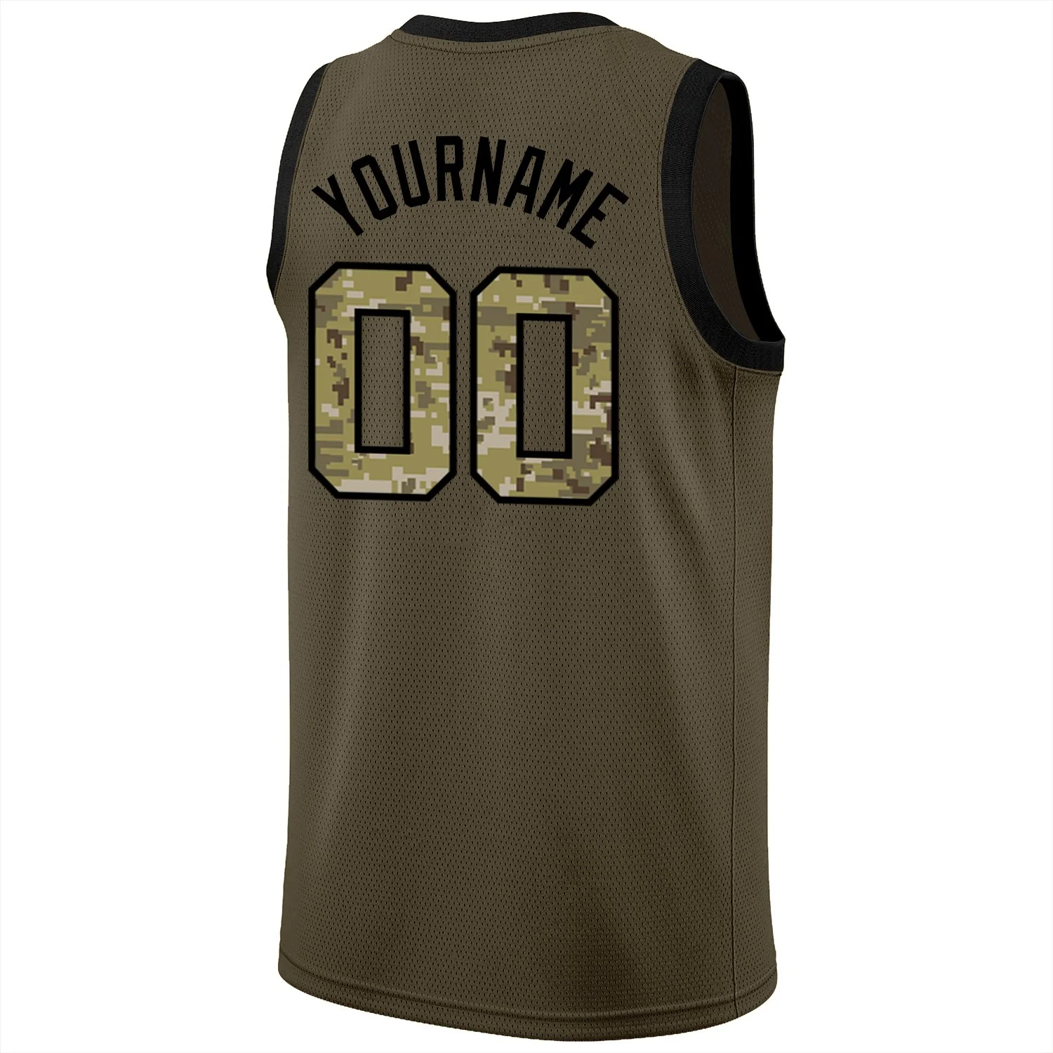 Custom Olive Camo-Black Classic Tops Athletic Basketball Jersey - Image 6