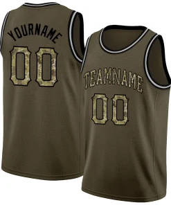 Custom Olive Camo-Black Classic Tops Athletic Basketball Jersey