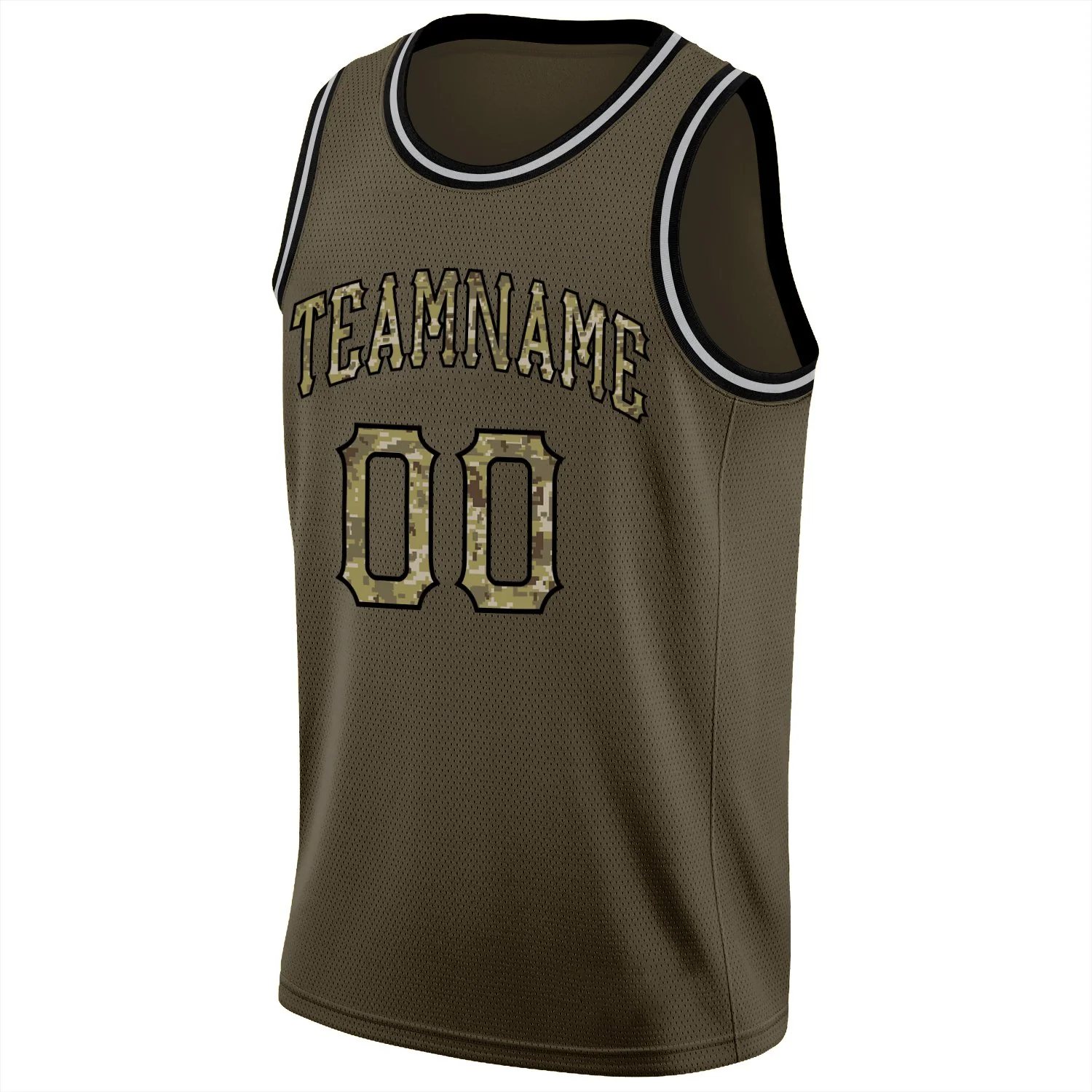 Custom Olive Camo-Black Classic Tops Athletic Basketball Jersey - Image 5