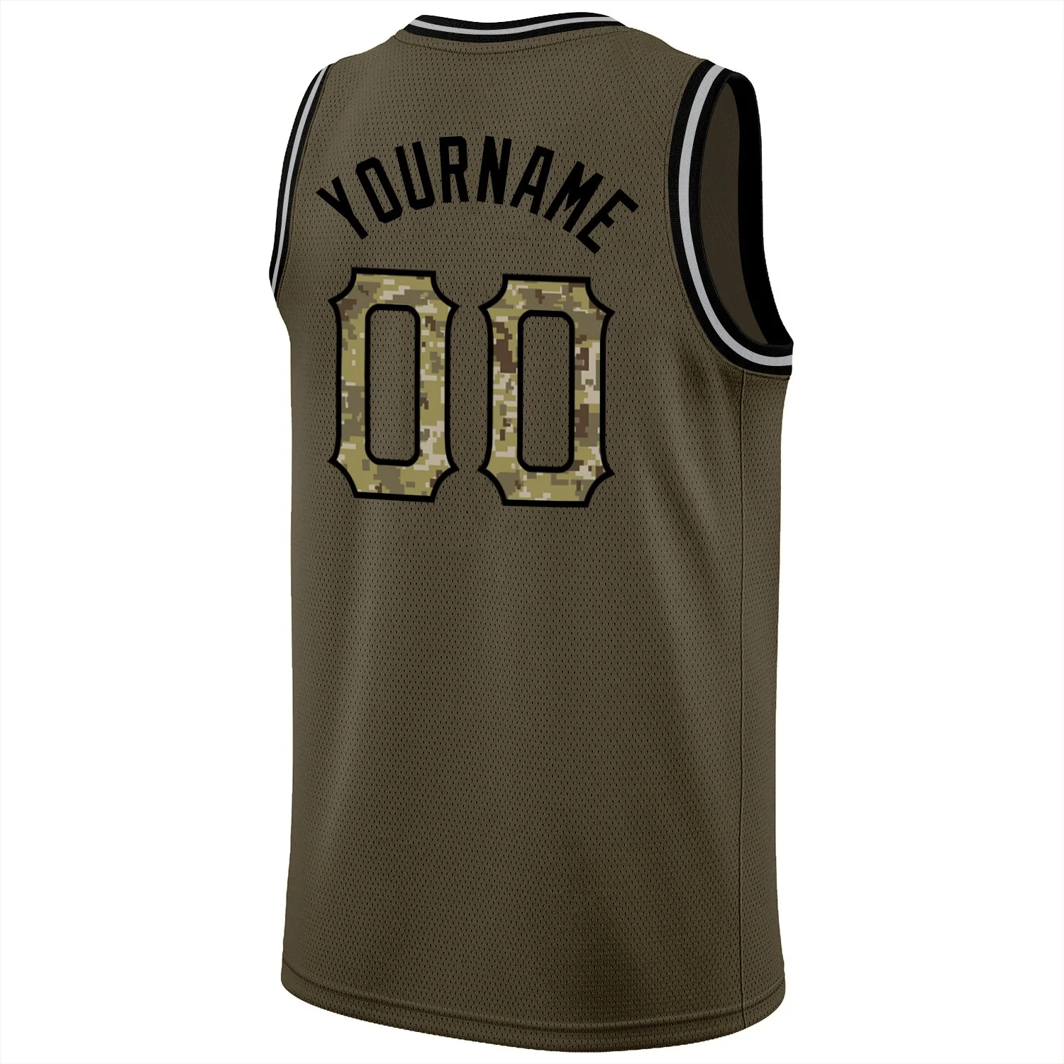 Custom Olive Camo-Black Classic Tops Athletic Basketball Jersey - Image 6