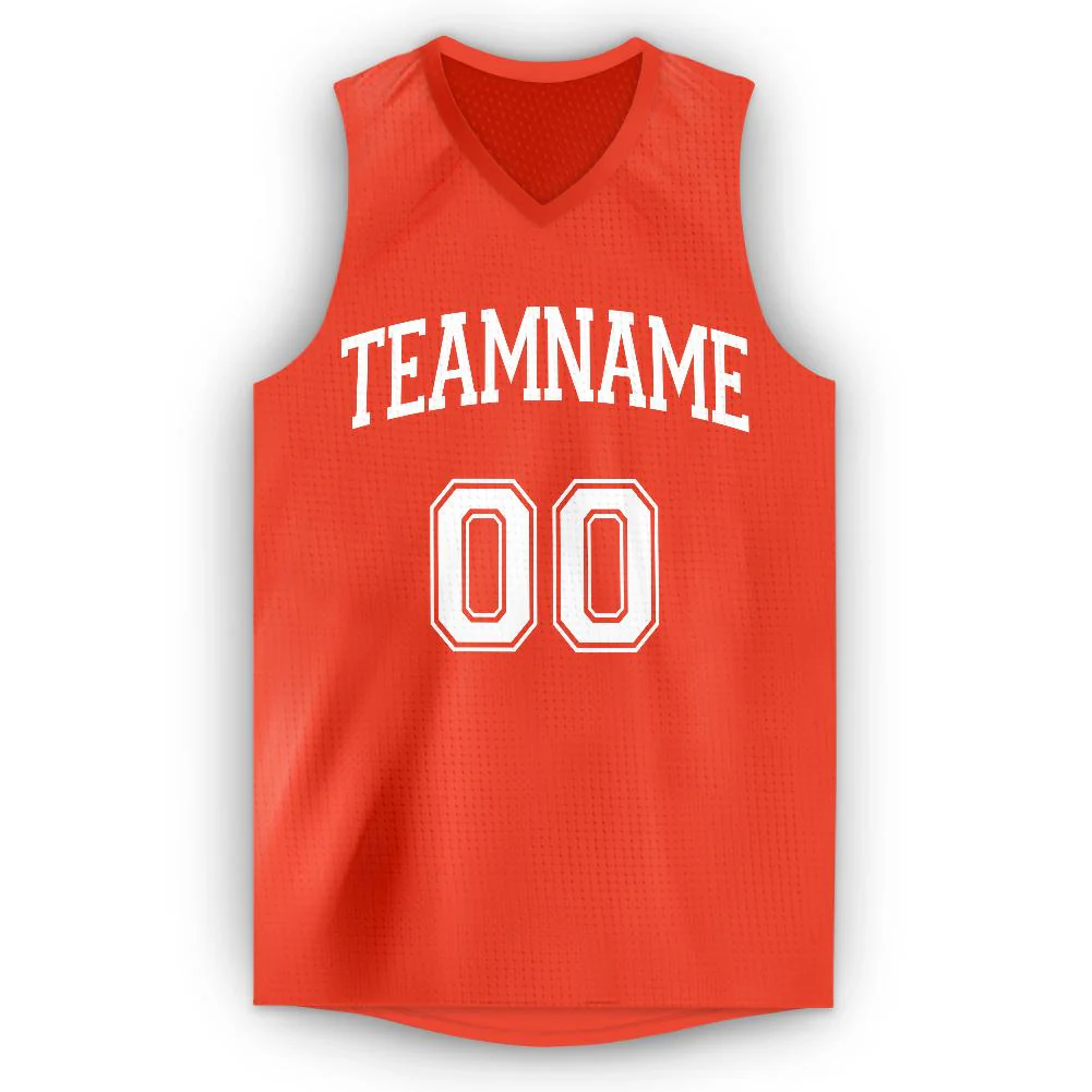 Custom Orange White Classic Tops Athletic Basketball Jersey - Image 5