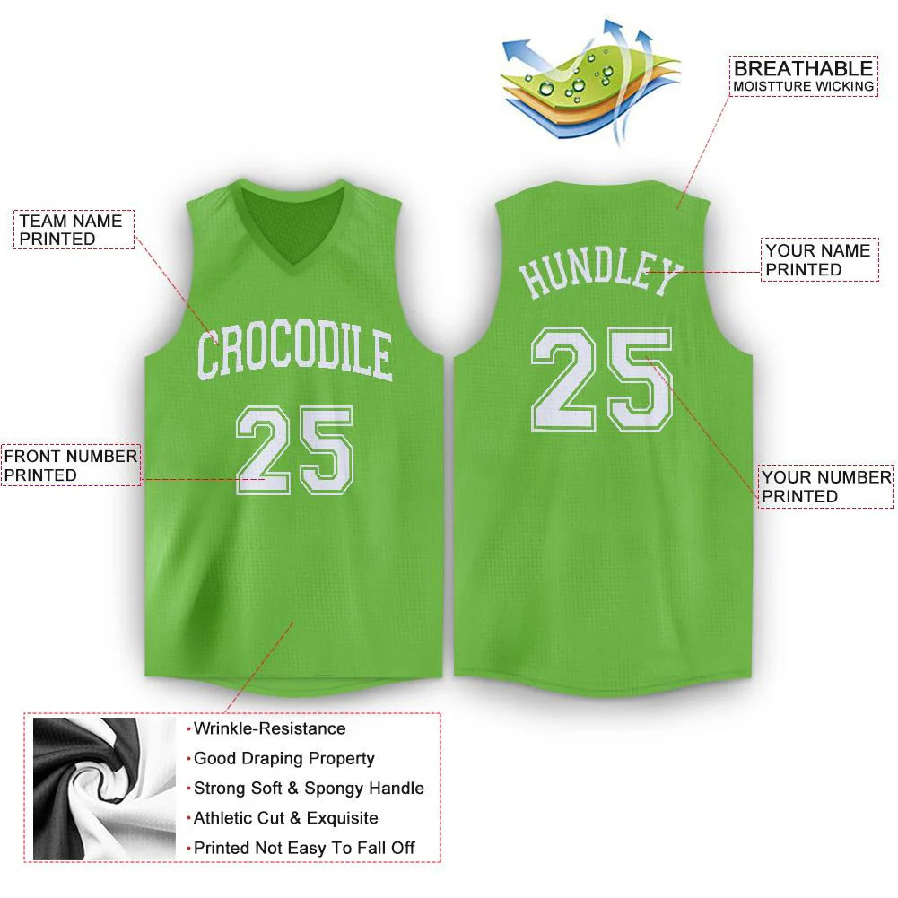 Custom Green White Classic Tops Men/Boy Athletic Basketball Jersey - Image 2