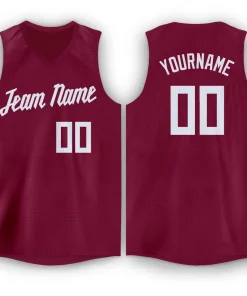 Custom Maroon White Classic Tops Men/Boy Athletic Basketball Jersey