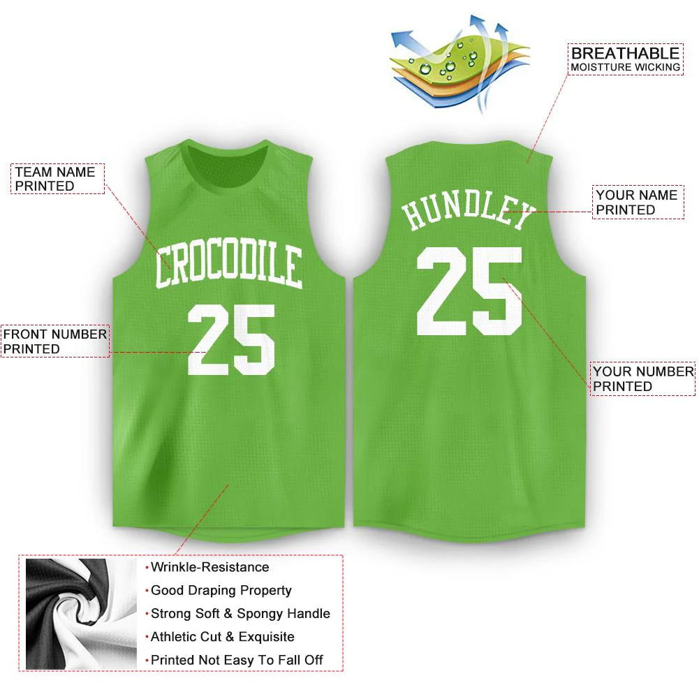 Custom Green White Classic Tops Athletic Casual Basketball Jersey - Image 2