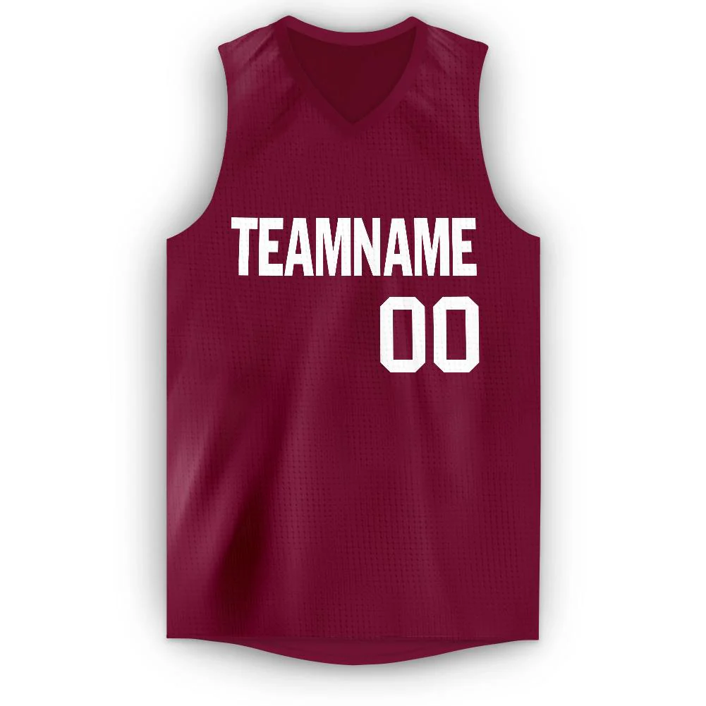 Custom Maroon White Classic Tops Men/Boy Athletic Basketball Jersey - Image 5