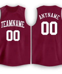 Custom Maroon White Classic Tops Athletic Casual Basketball Jersey