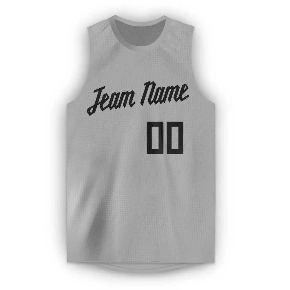 Custom Gray Black Classic Tops Men/Boy Athletic Basketball Jersey - Image 5