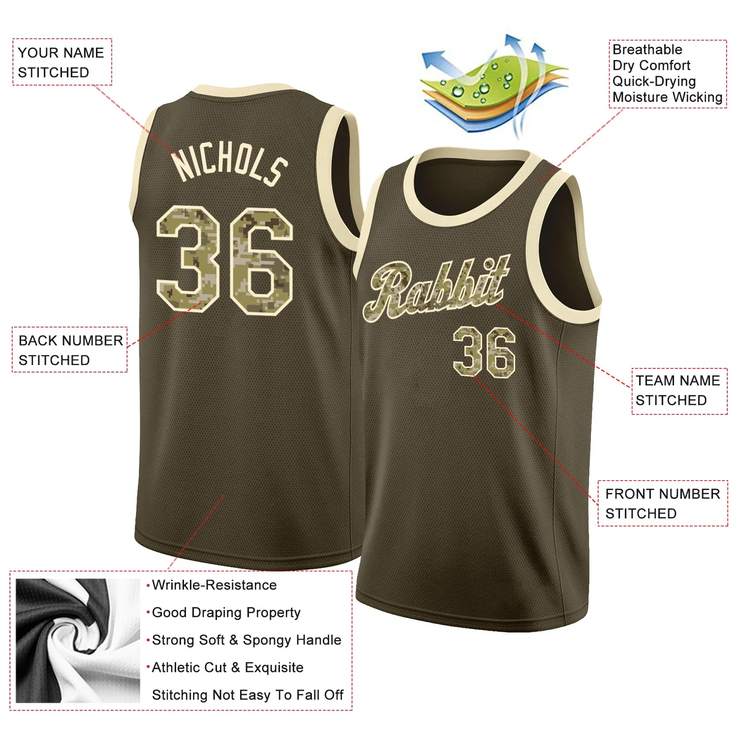 Custom Olive Camo Classic Tops Athletic Casual Basketball Jersey - Image 2