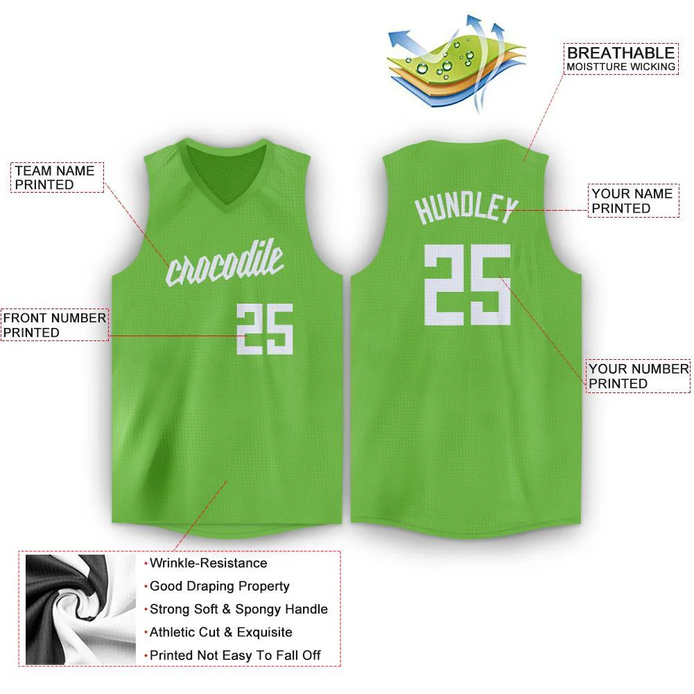 Custom Green White Classic Tops Fashion Sportwear Basketball Jersey - Image 2