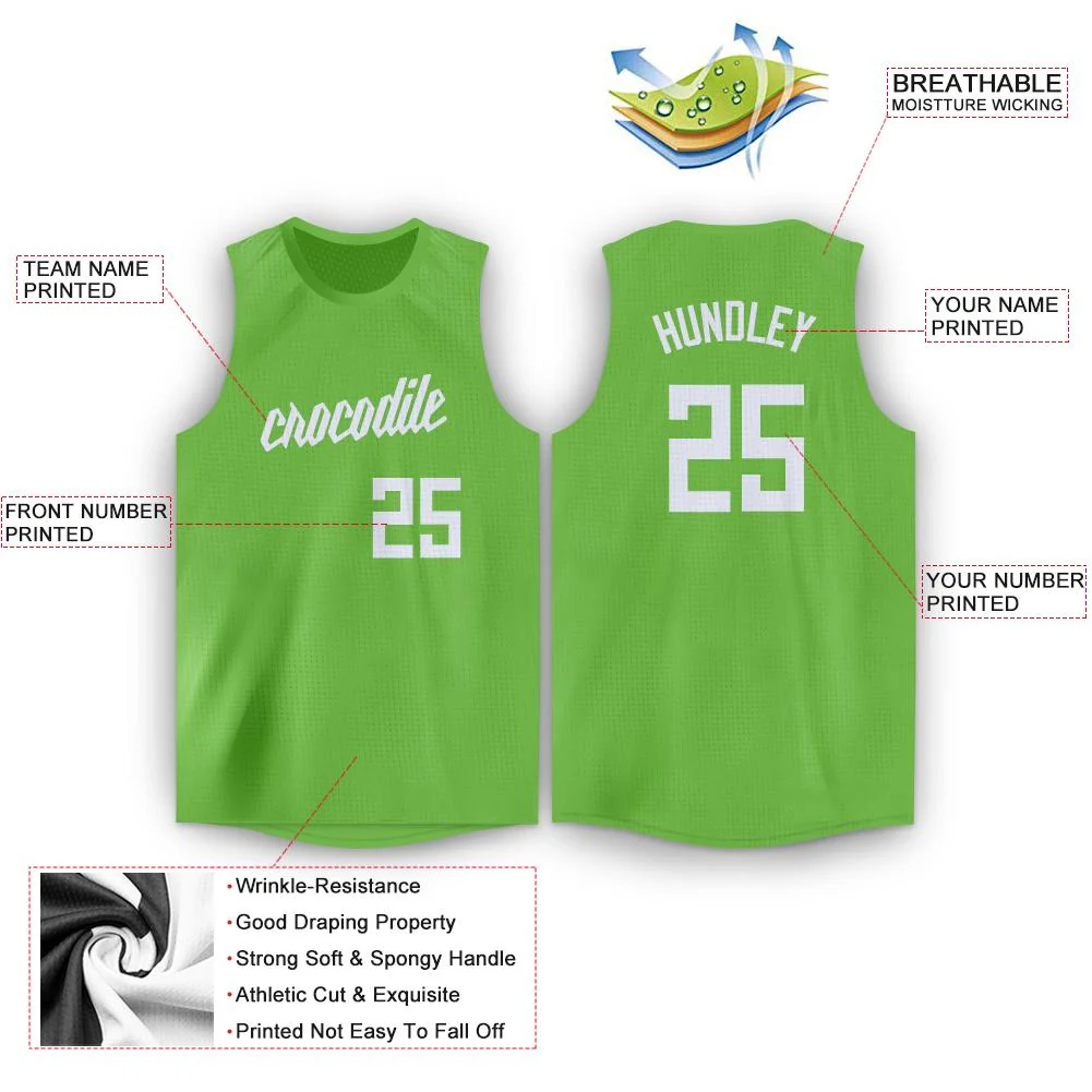 Custom Green White Classic Tops Men/Boy Athletic Basketball Jersey - Image 2