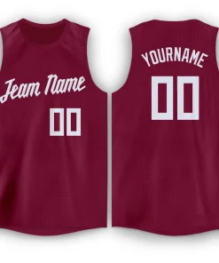 Custom Maroon White Classic Tops Fashion Sportwear Basketball Jersey